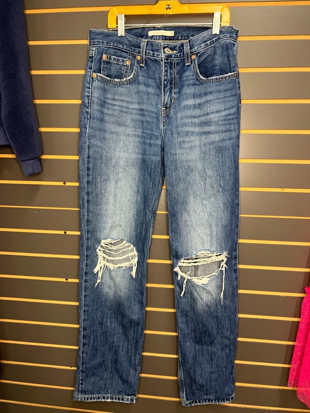 Levi's® Low Pro Mid Rise Destructed Straight Jeans - Picture 2 of 7